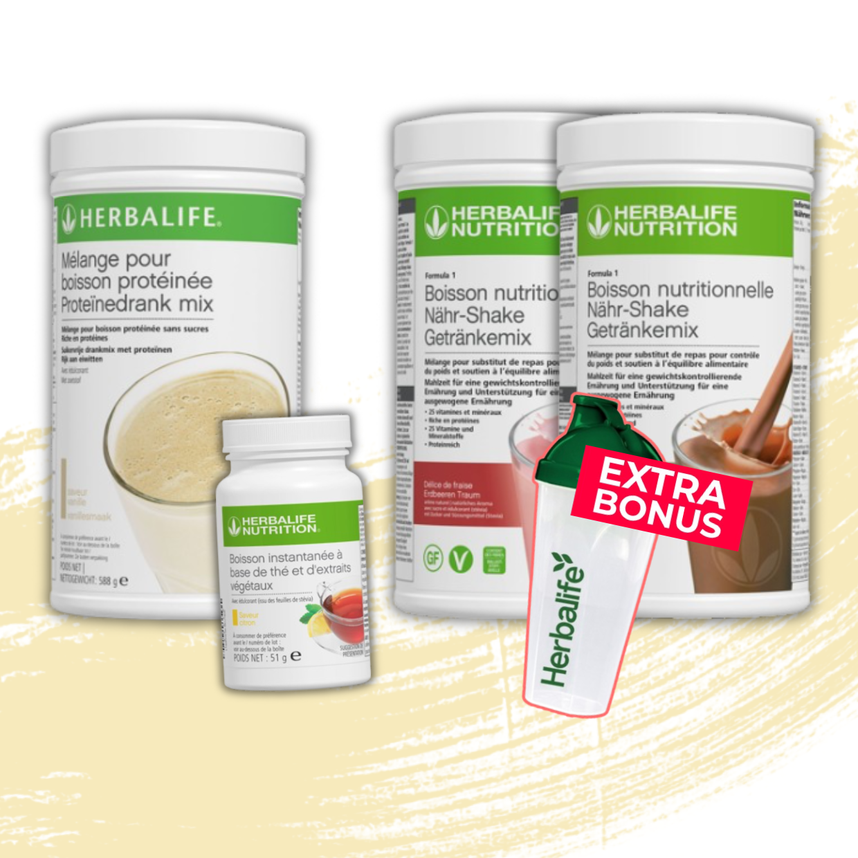 Pack Contrôle de Poids (2 Formula 1 + Thé + Mélange pour boisson protéinée Vanille)